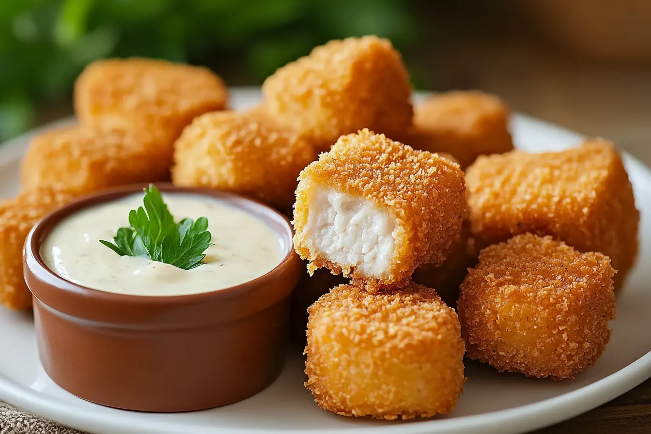 Delicious homemade keto chicken nuggets.