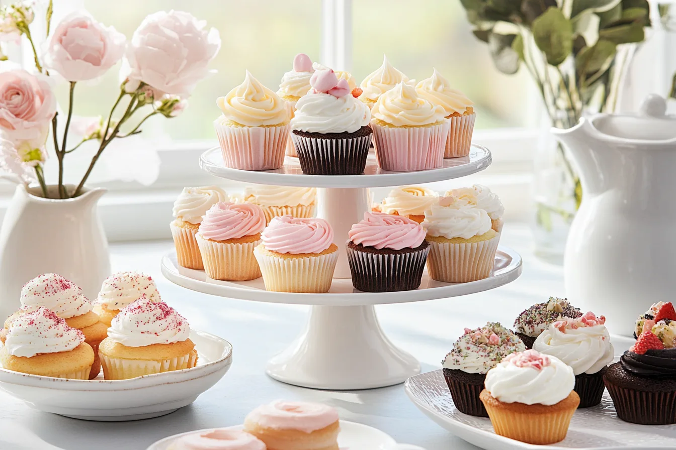 Delicious small cakes arranged on a platter, showcasing various flavors.