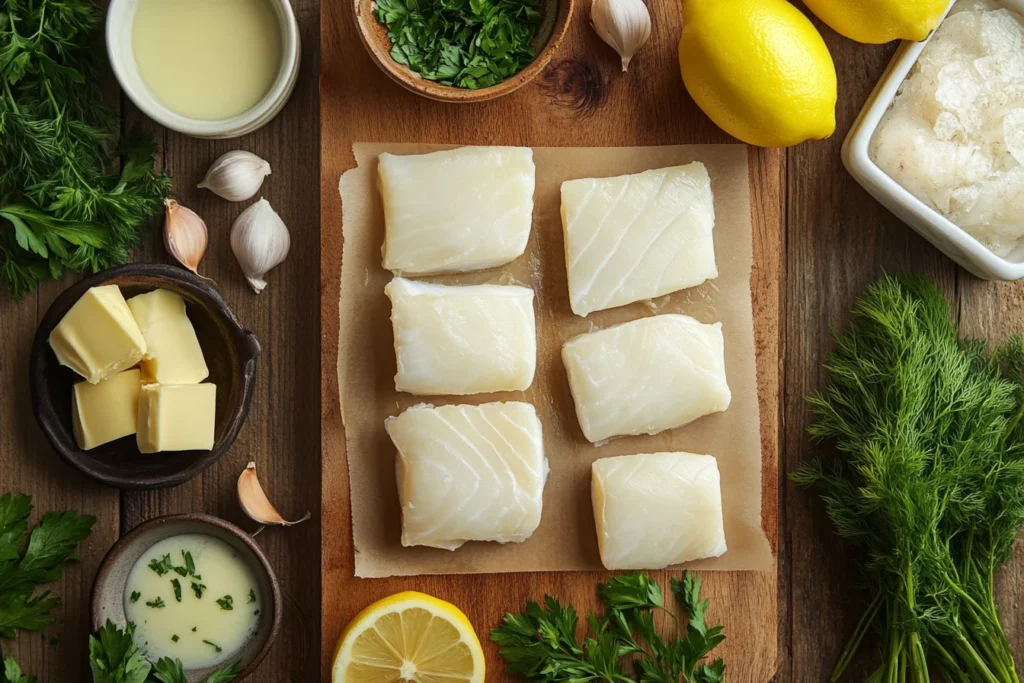 Ingredients for Filo Halibut