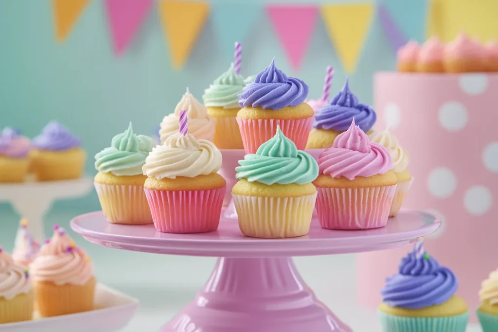 Mini Cup Cake Assortment on a Serving Tray