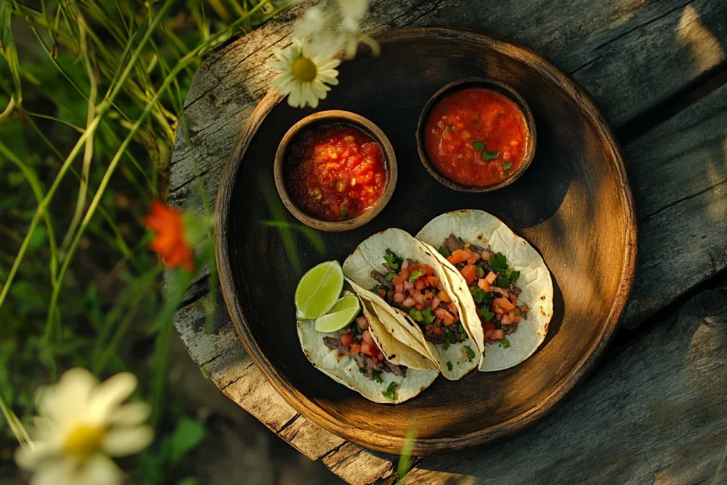 Tacos de lengua on a plate, ready to eat.