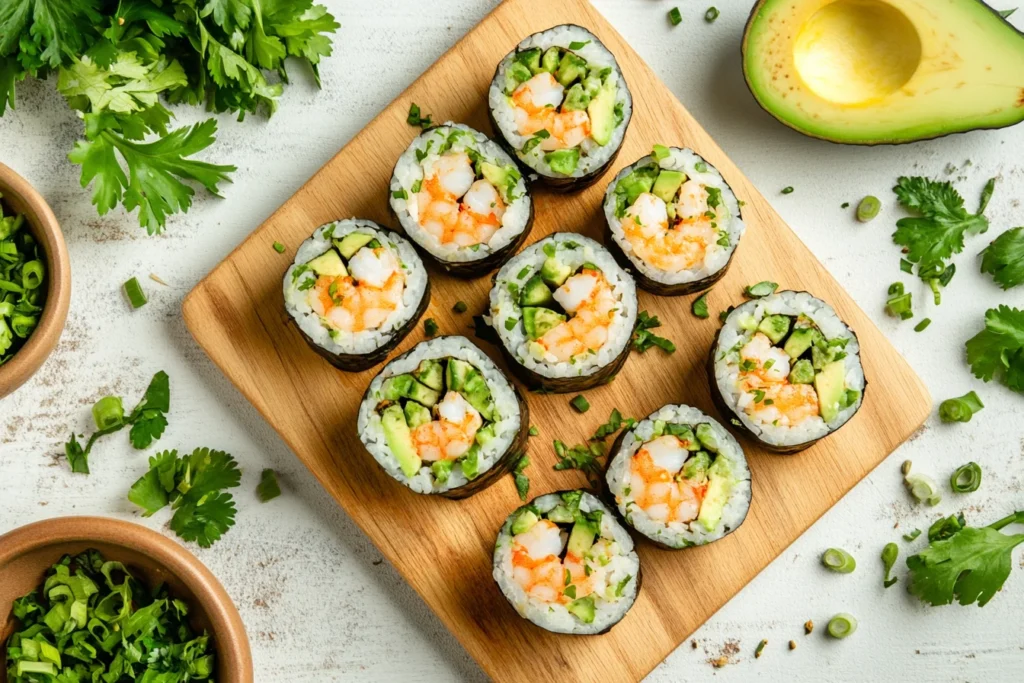 Delicious shrimp avocado roll