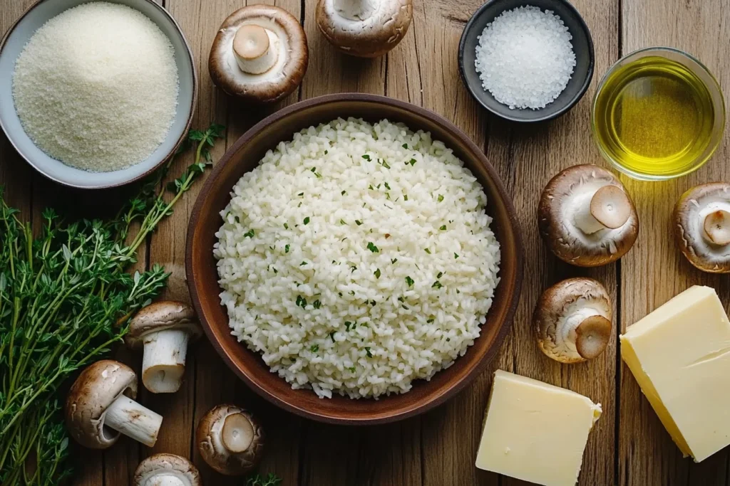 Ingredients for Mushroom Risotto Italian